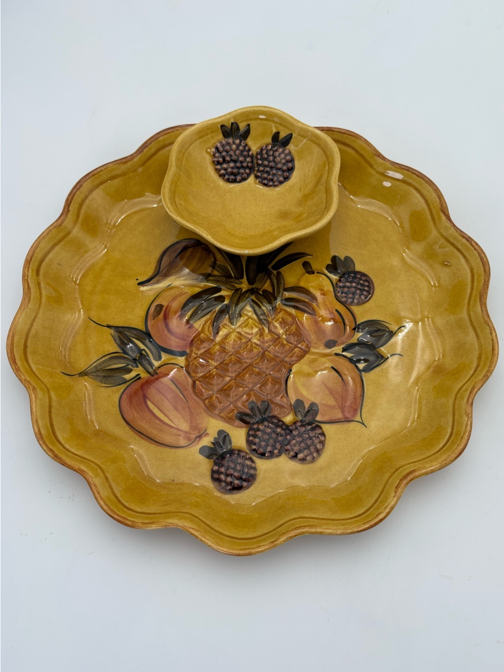 Vintage California Pottery Chip and Dip Bowl 1967